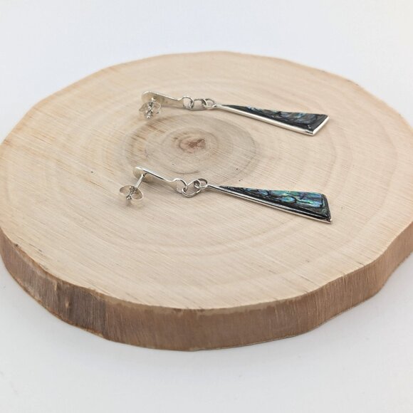 Zuni Abalone Shell Dangle Earrings Genuine Handmade Native American Jewelry *** - Picture 6 of 11